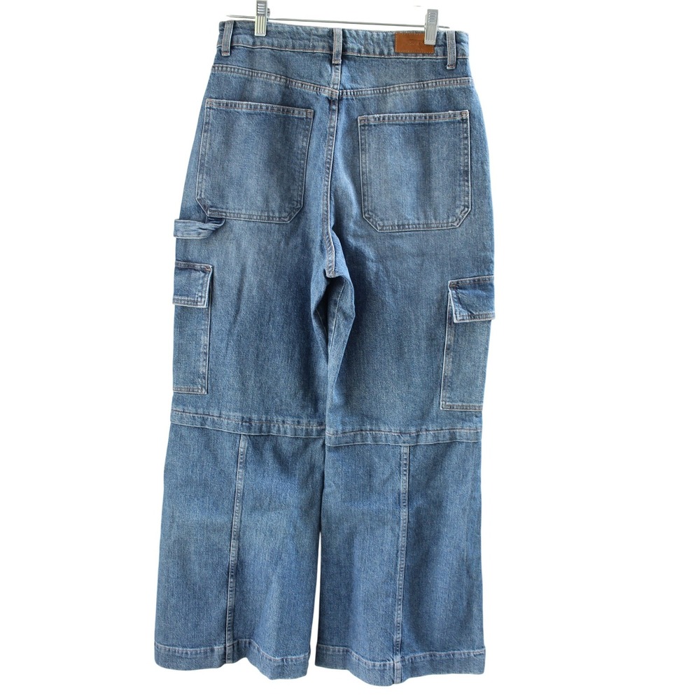 Social Tourist A&F Cargo Jeans Womens 11R W30 Ultra High Rise Wide Leg Baggy NEW - Picture 2 of 16